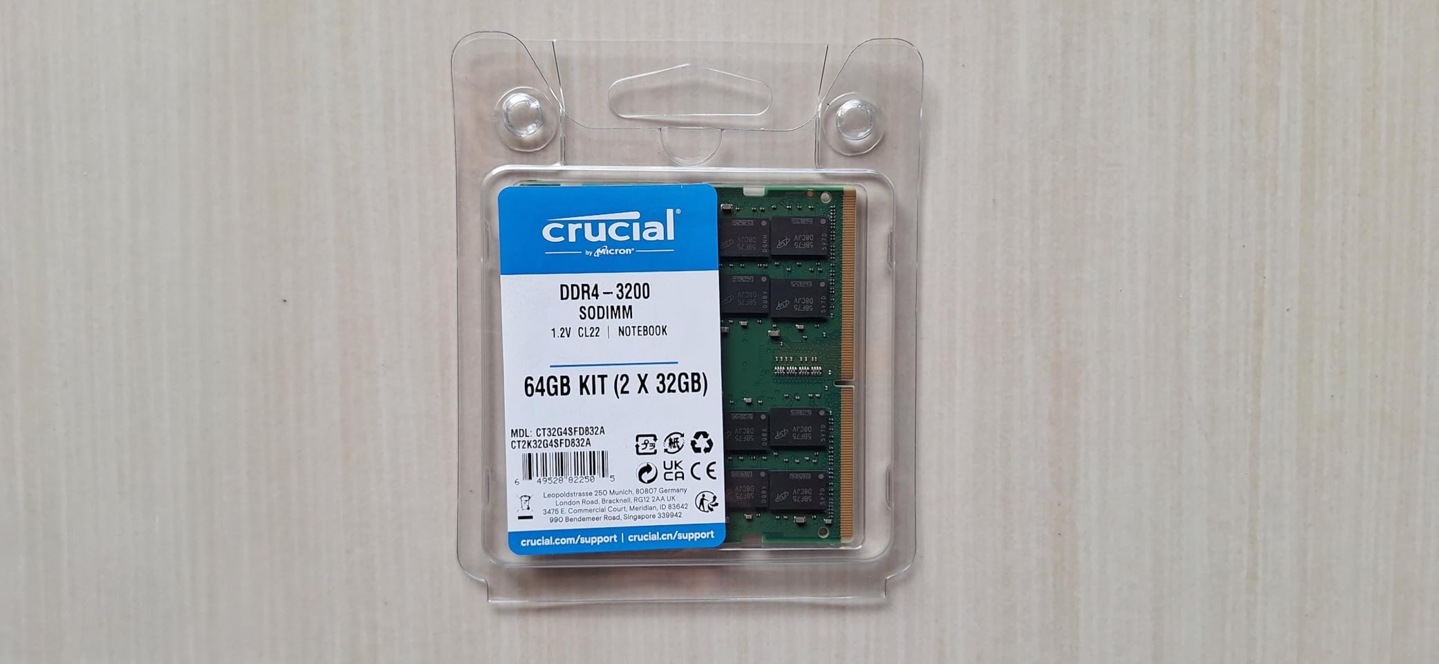 Crucial 64GB DDR4 RAM Kit (2x32GB), 3200MHz (PC4-25600) CL22 Laptop Memory, SODIMM 260-Pin, Downclockable to 2933/2666MHz, Compatible with 13th Gen Intel Core and AMD Ryzen 7000 - CT2K32G4SFD832A customer photo 1
