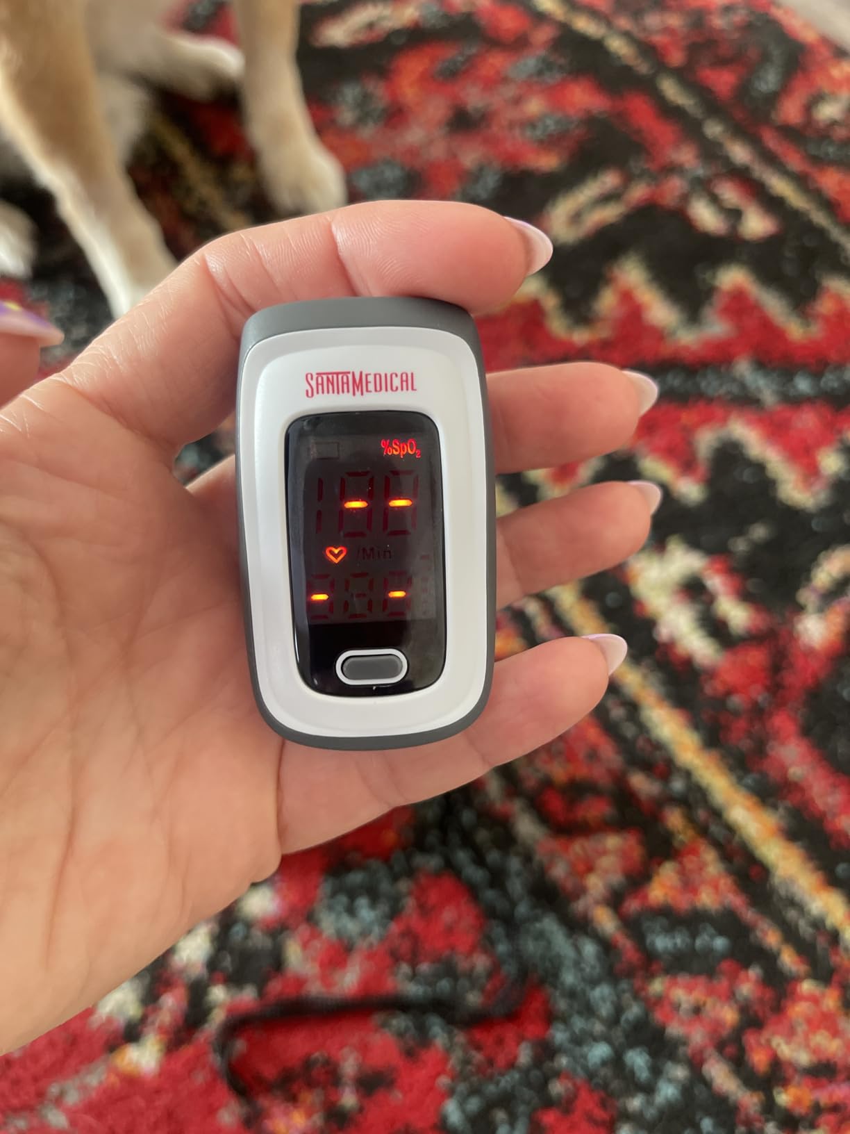 Fingertip Pulse Oximeter, Blood Oxygen Saturation Monitor (SpO2) with Pulse Rate Measurements and Pulse Bar Graph, Portable Digital Reading LED Display, Batteries and Carry Case Included customer photo 2
