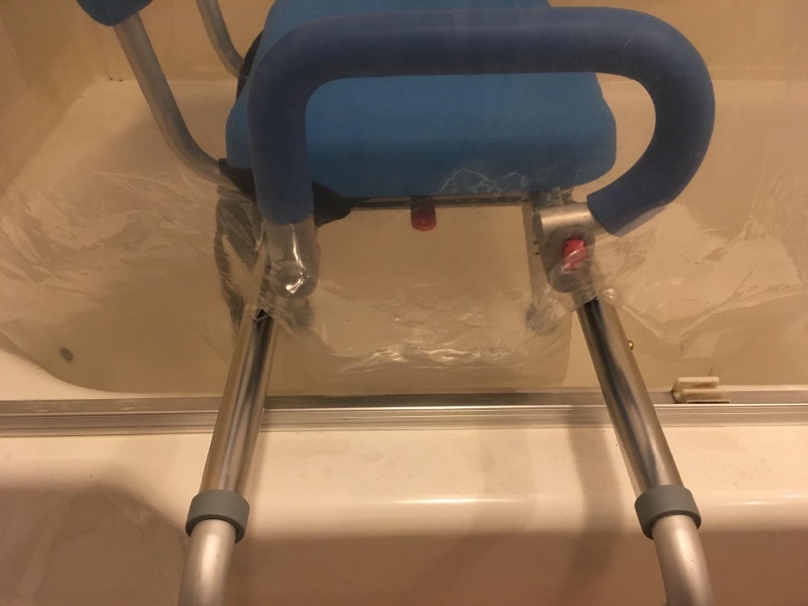 Carousel Sliding Shower Chair Tub Transfer Bench with Swivel Seat, Bariatric, Premium Padded with Pivoting Arms, High Capacity, Heavy Duty for Tubs, Inside Shower, for Handicap & Seniors, Blue customer photo 2