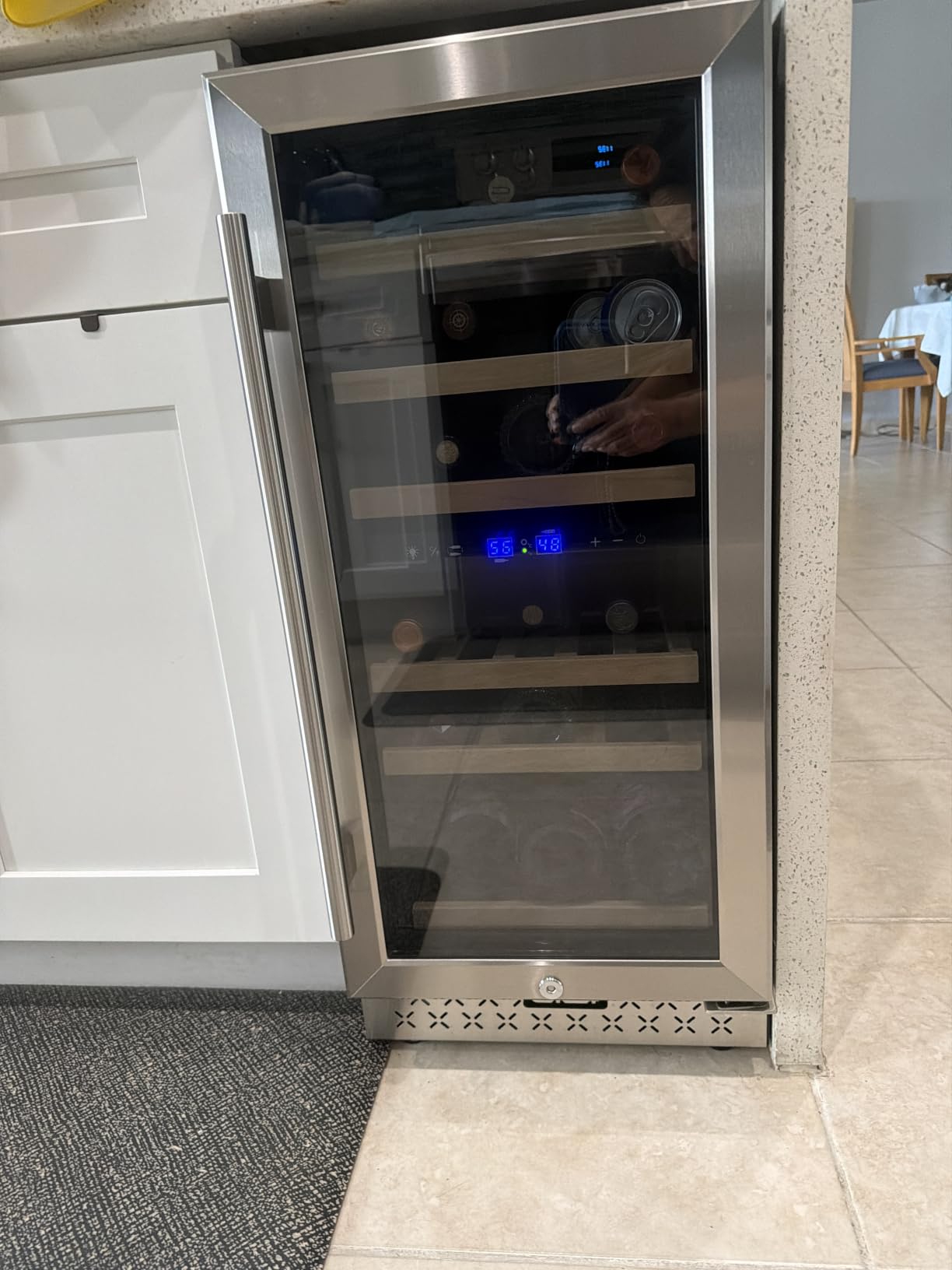 Tylza Mini Fridge 15 Inch Wine Cooler Under Counter, 30 Bottles Dual Zone Wine Fridge with Safty Lock, Wine Refrigerator Freestanding, Built-in Wine Cellars customer photo 1
