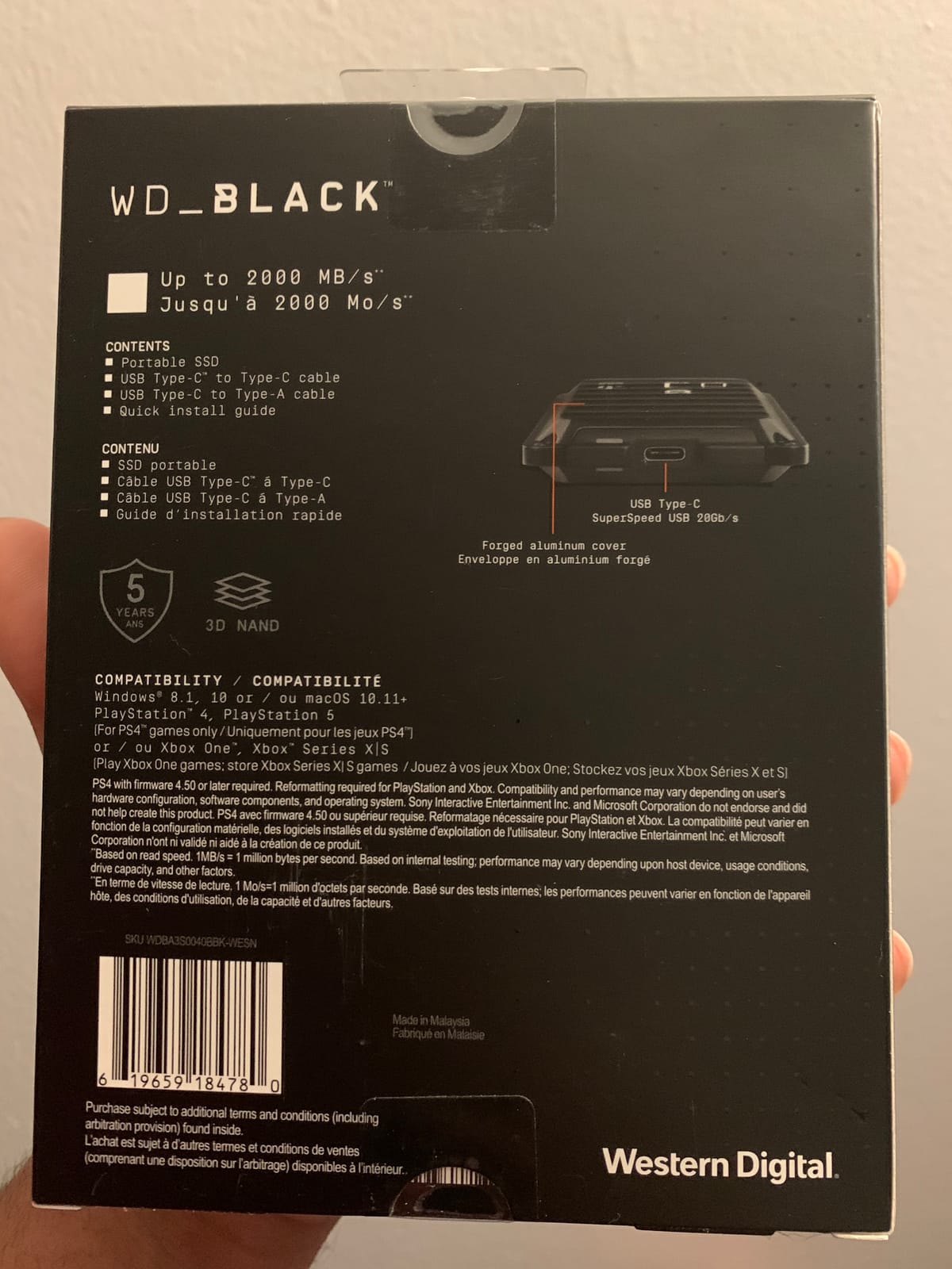 Western Digital 4TB P50 Game Drive SSD - Portable External Solid State Drive SSD, Compatible with Playstation, Xbox, PC, & Mac, Up to 2,000 MB/s - WDBA3S0040BBK-WESN customer photo 1