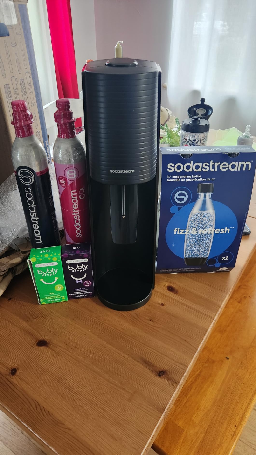 SodaStream TERRA Sparkling Water Maker, Value Bundle, CQC CO2 System, Includes 2 Quick Connect 60L CO2 Cylinders, 3 Dishwasher Safe BPA Free Bottles, 2 bubly Flavor Drops, Make your own Pepsi, Black customer photo 1