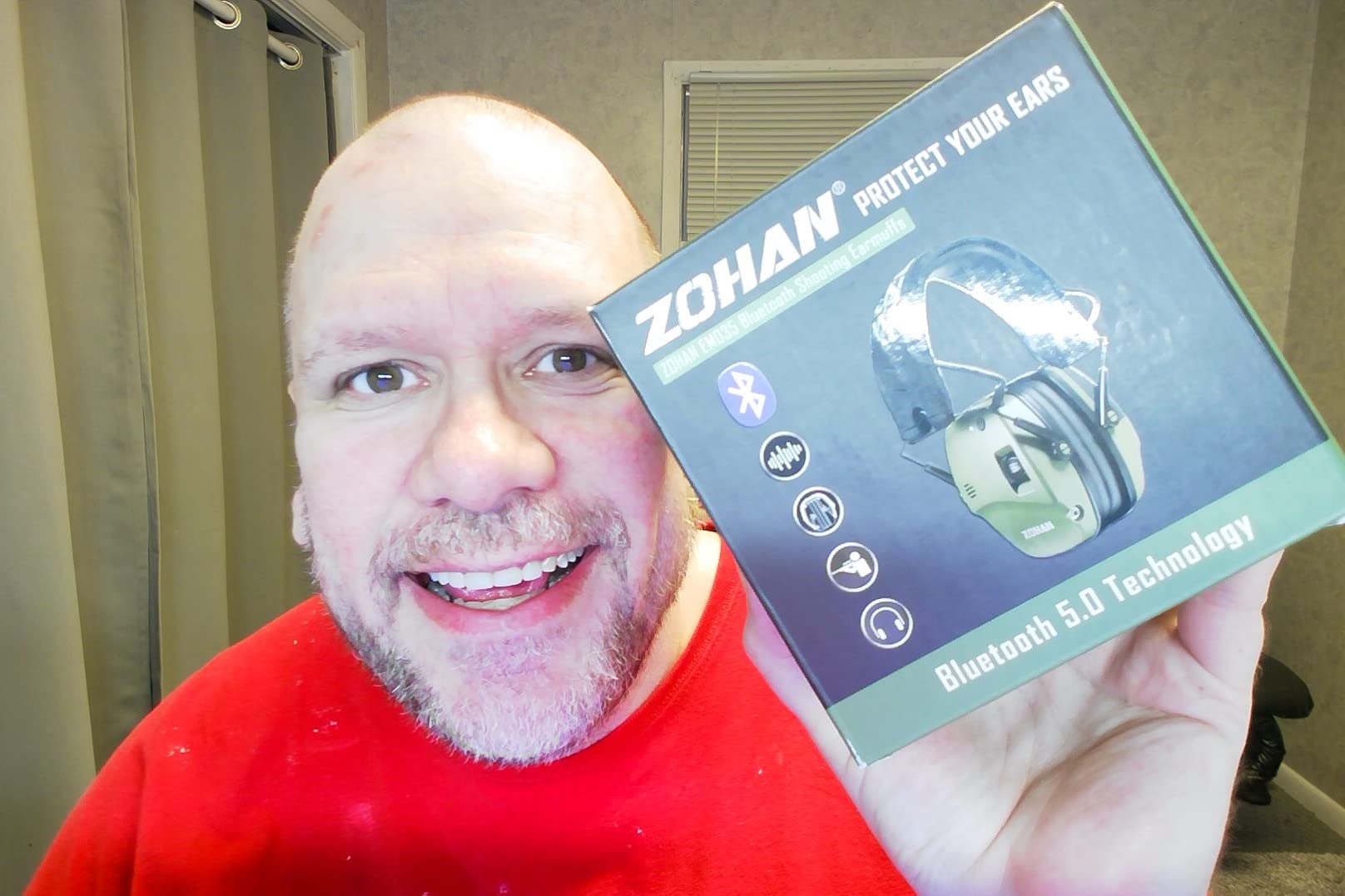 ZOHAN 035 Bluetooth 6.0 Shooting Ear Protection Earmuff, Active Noise Canceling, Hearing Protection with Sound Amplification (Green Bluetooth) customer photo 2