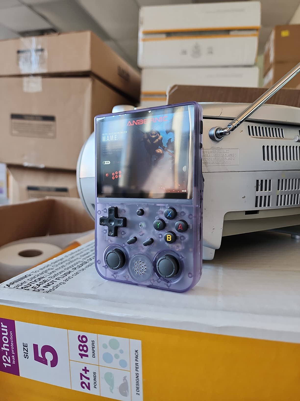 Anbernic RG353V Retro Handheld Game Console , Dual OS Android 11 and Linux System Support 5G WiFi 4.2 Bluetooth Moonlight Streaming TV Output 64G SD Card 4452 Games(Transparent Purple) customer photo 1