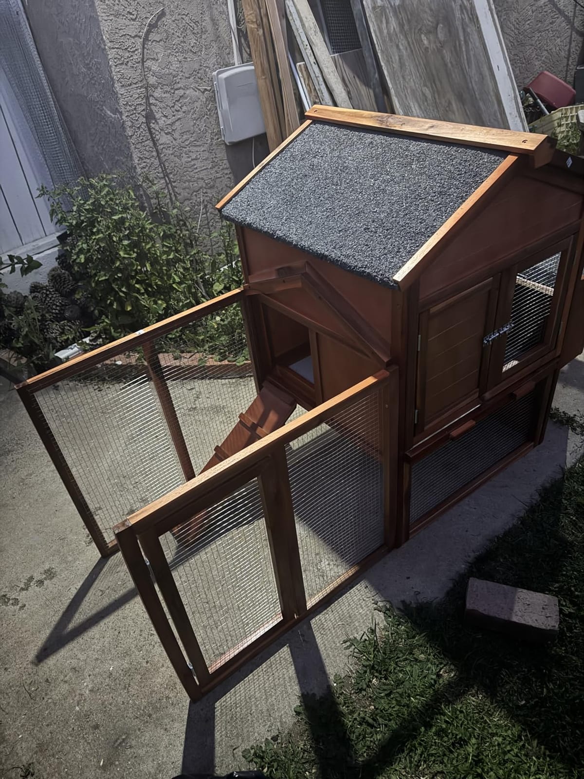 BestPet Rabbit Cage Wooden Rabbit Hutch Two Layers Chicken Coop Outdoor Indoor Guinea Pig Cage Bunny Cage Waterproof Roof Bunny Hutch with Casters and Tray customer photo 2