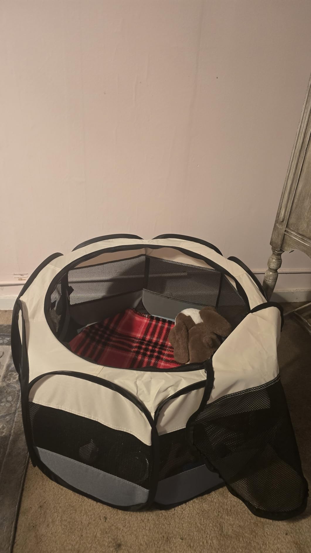 Siedihit Dog Cat Playpen, Puppy Pet Playpen Indoor for Small Dog Crate Tent Cage Outdoor, Portable Pop Up Dogs Enclosure Kennel with Carrying Case for Dogs/Cats/Rabbits(Grey, Small customer photo 1