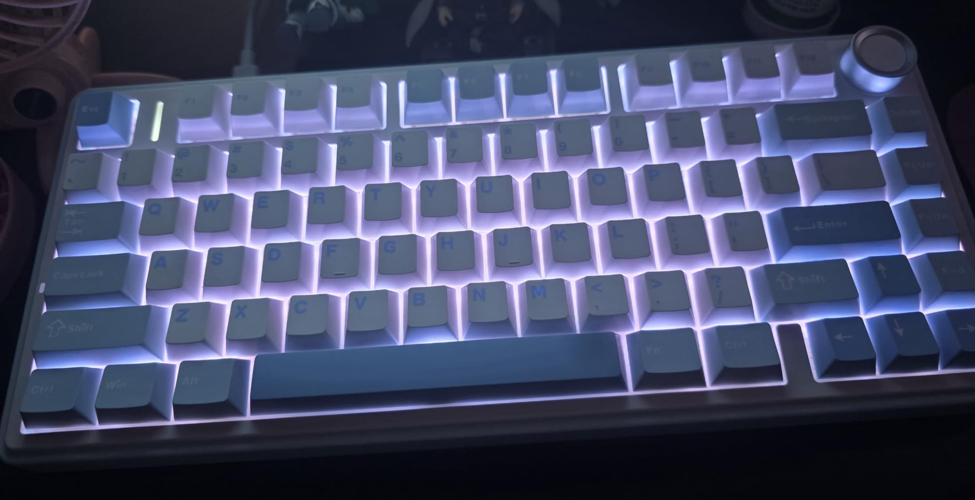 EPOMAKER x Aula F75 Gasket Mechanical Keyboard, 75% Wireless Hot Swappable Gaming Keyboard with Five-Layer Padding&Knob, BT/2.4GHz/USB-C, RGB (Light Blue, LEOBOG Reaper Switch) customer photo 1