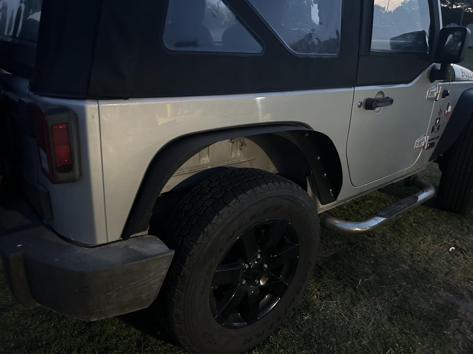 for JK Flat Style Front and Rear Fender Flares 4-Piece Combo Compatible with 2007-2018 Jeep Wrangler JK JKU Unlimited Heavy Duty Steel Off-Road Wheel Fenders Kit, Textured Black (2/4 Doors) customer photo 2