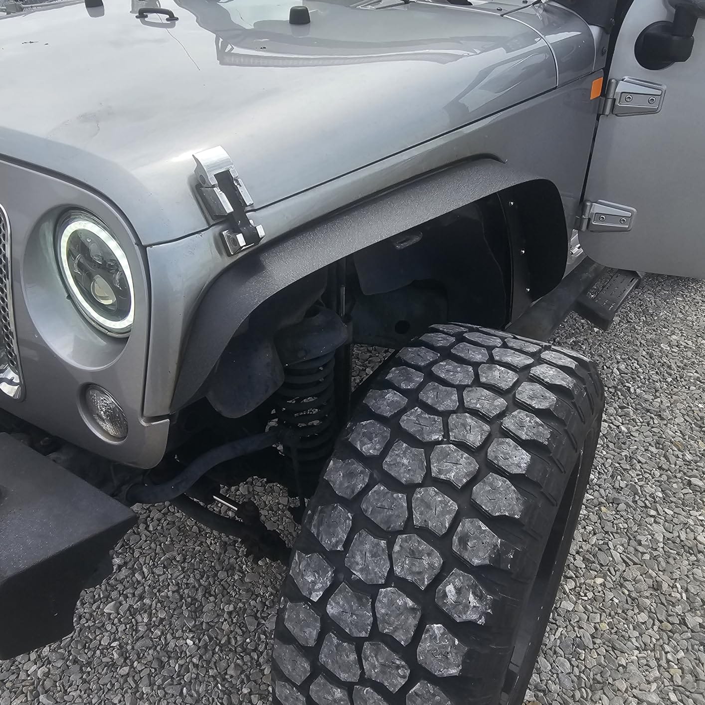 YZONA for JK 4-Piece Flat Style Front and Rear Fender Flares Kit Compatible with 2007-2018 Jeep Wrangler JK JKU Unlimited (2/4 Doors) Off-Road Heavy Duty Steel Wheel Fenders Combo, Textured Black customer photo 2