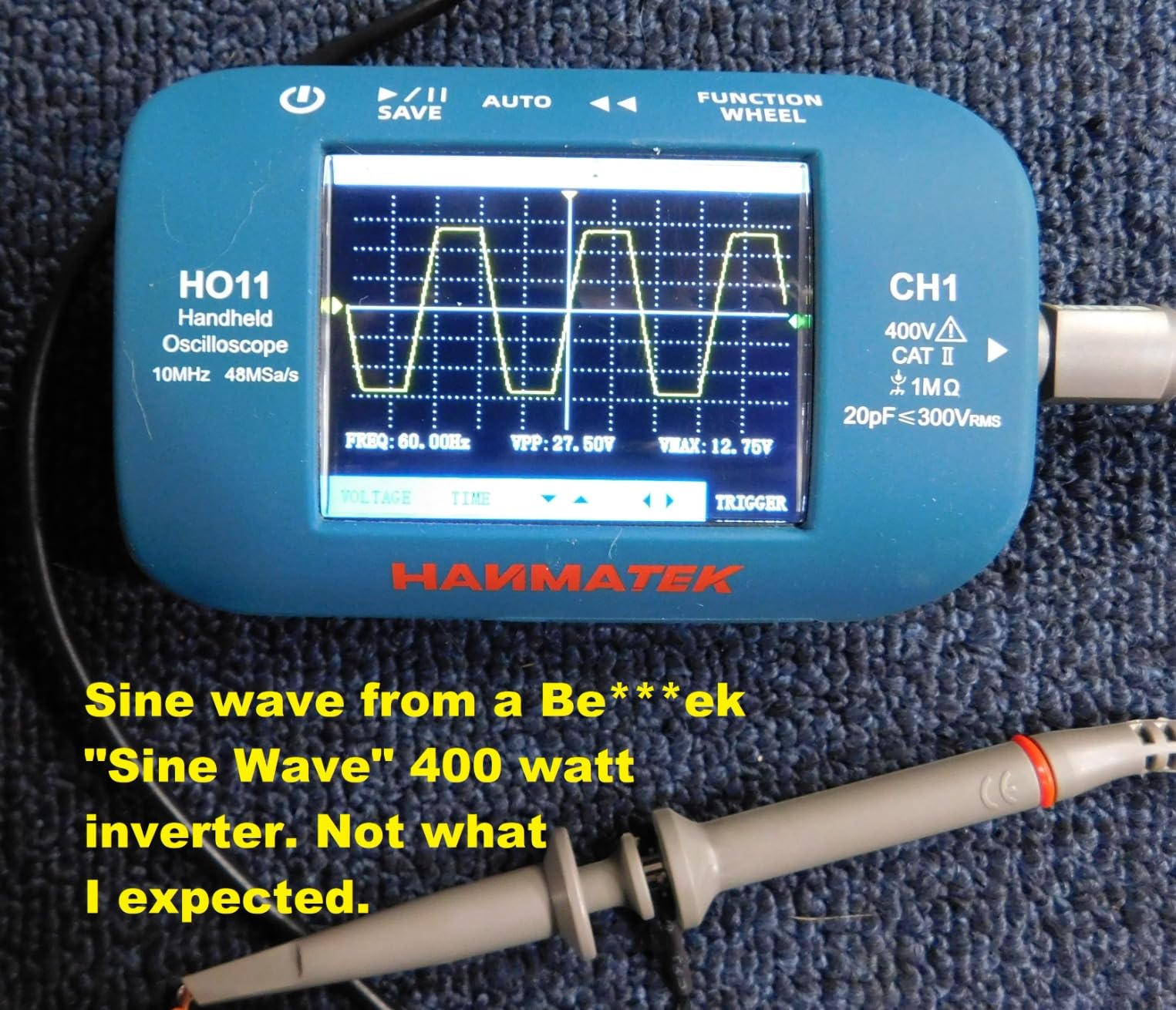HANMATEK HO11 Handheld Digital Oscilloscope - 10MHz Bandwidth, 48MSa/s High-Precision Sampling, 2.8