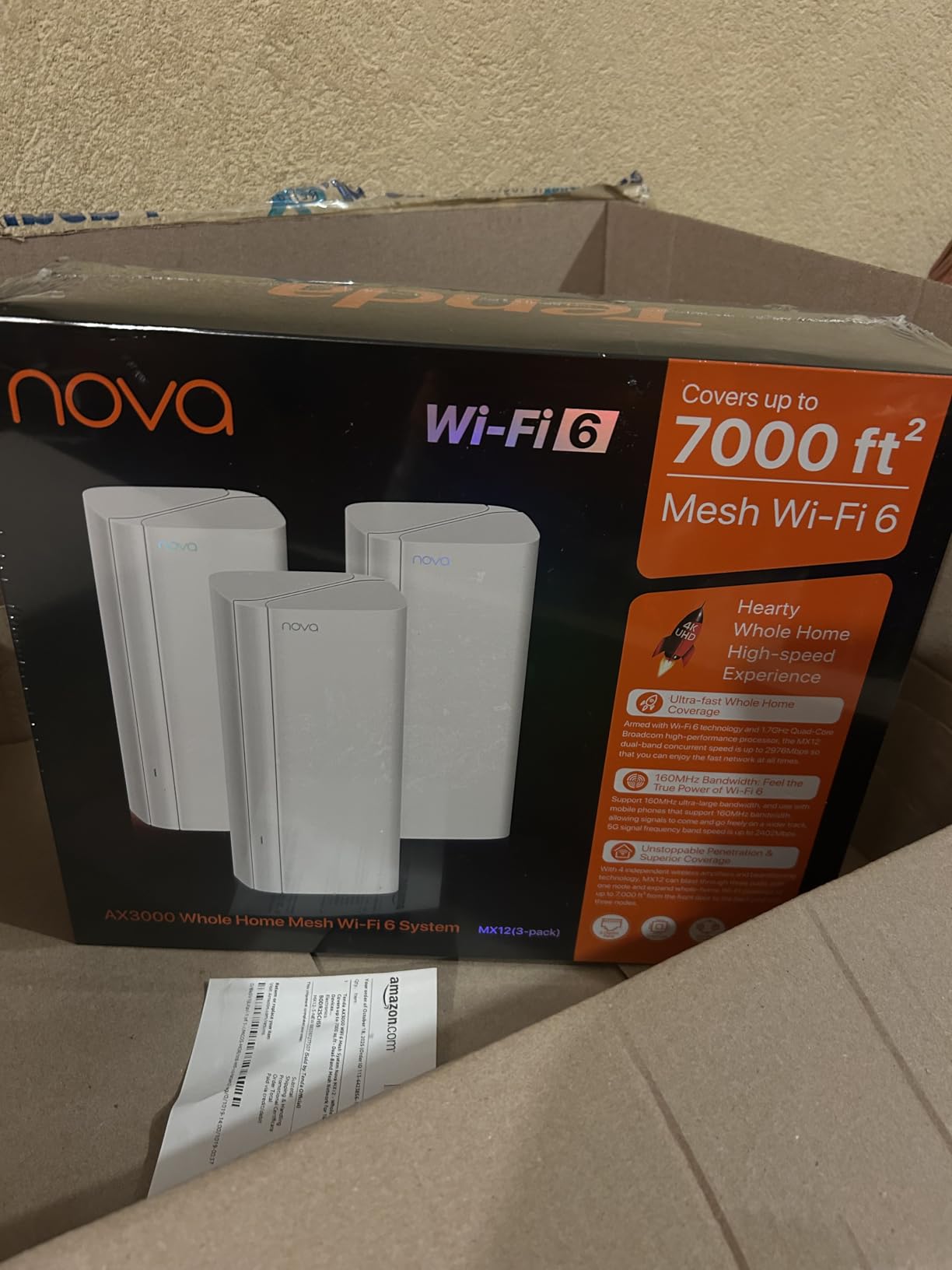 Tenda AX3000 WiFi 6 Mesh System Nova MX12– Whole Home Mesh WiFi Coverage up to 7,000 sq. ft., Dual-Band WiFi Mesh Network for 160+ Devices, Fast & Stable, Replaces Wireless Router (3-Pack) customer photo 1