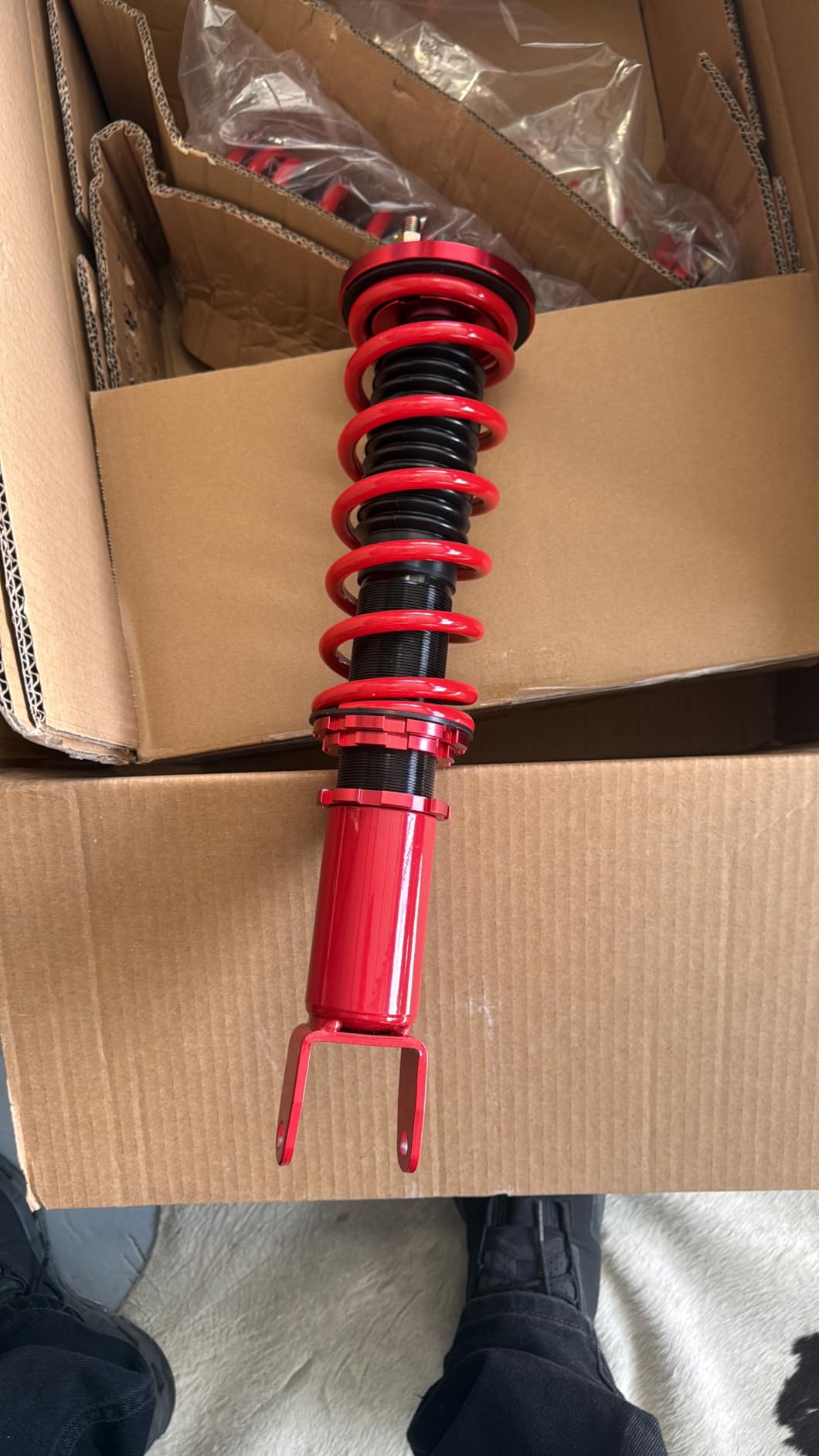 EVIL ENERGY Coilovers Compatible for Honda Civic (EJ/EK/EM/EN) 1996-2000, Height Adjustable Coilovers Suspension Kit Twin-Tube Lowering Kit for Comfortable Ride, Red customer photo 1