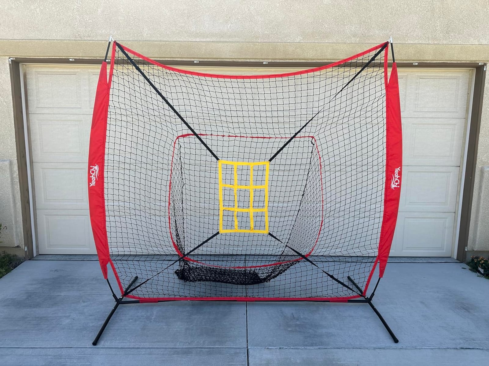 7x7 Ft Baseball and Softball Training Net with Batting Tee, Strike Zone Target, Portable Hitting and Pitching Practice Set customer photo 1