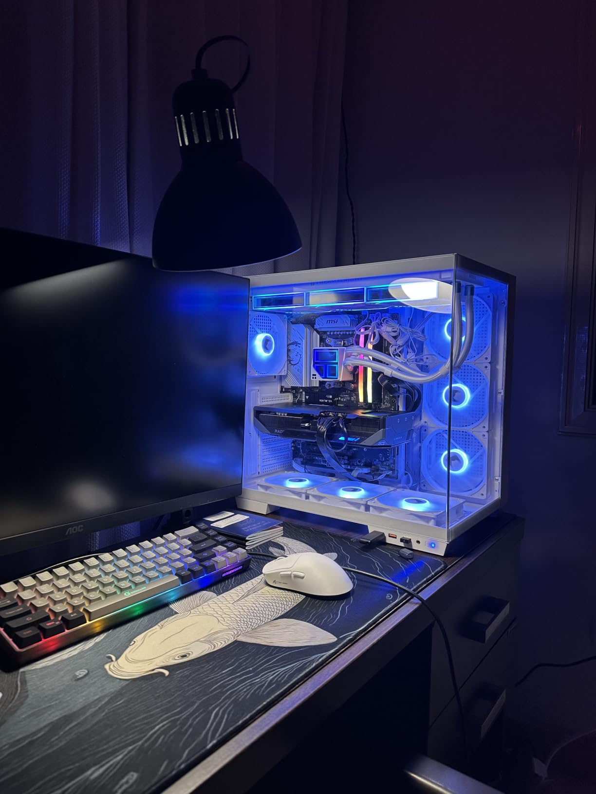 H1 HYXN ATX PC Case - Pre-Installed with 7 PWM ARGB Fans - Dual Cavity Mid-Tower PC Gaming Case - with Type-C - Can Hold up to 3X 360mm Radiator Support simultaneously (Black, H1) customer photo 1