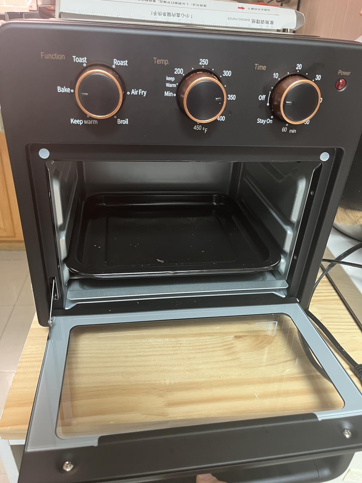 OUNIN Air Fryer Toaster Oven with Steam Infusion, 12 QT Compact Countertop Oven, 6-in-1 Stainless Steel Combo Bakes, Broils, Grills & Warms, Fast Preheat, 60-Minute Timer – Small Kitchen Friendly customer photo 1
