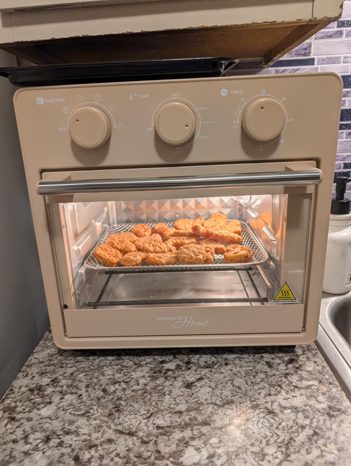 Magnavox Home, 16.5 qt Air Fryer Oven, With Steam Infusion, Cream, Convection Countertop Oven, 6 Cooking Functions, 200–450°F Temperature Control, Interior Light, Fry Basket & Baking Tray Included customer photo 1