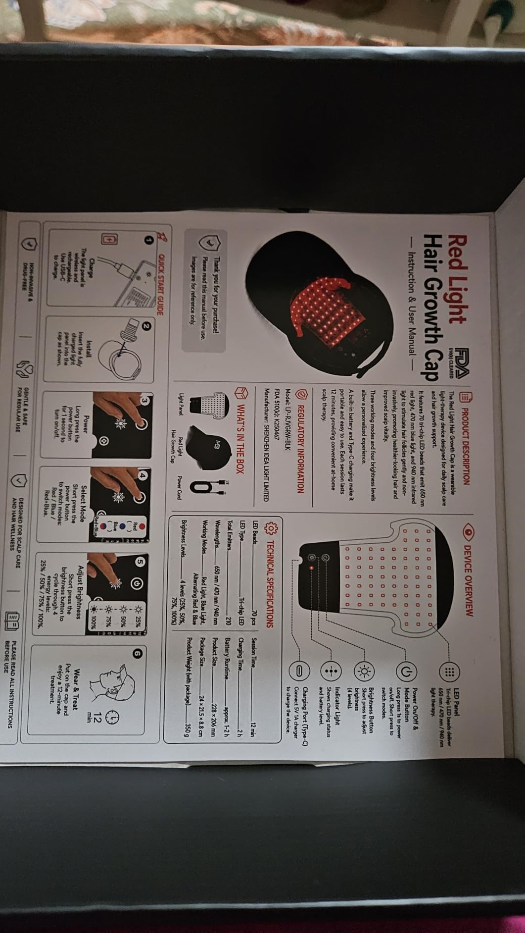 FDA Cleared 660nm Red Light Therapy Cap for Hair Growth, Rechargeable Hair Growth Cap for Men & Women, Adjustable Cordless Design for All Hair Types, At-Home Scalp Care,Black customer photo 2