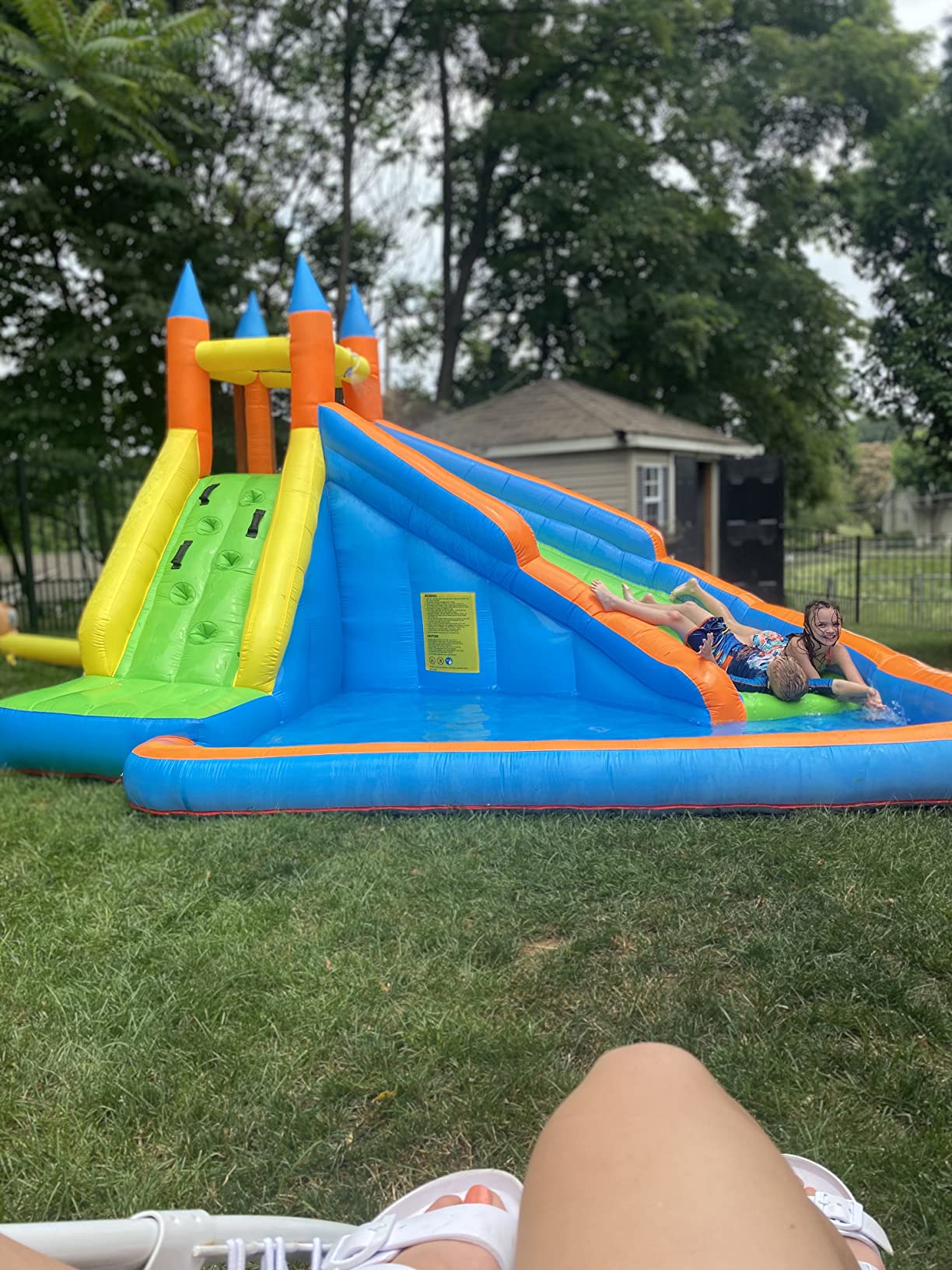 Costzon Inflatable Water Slide, Giant Bouncy Water Park Jump Castle Waterslide for Kids Backyard Outdoor Fun with Climbing Wall, Splash Pool, Blow up Water Slides Inflatables for Kids Party Gifts customer photo 1
