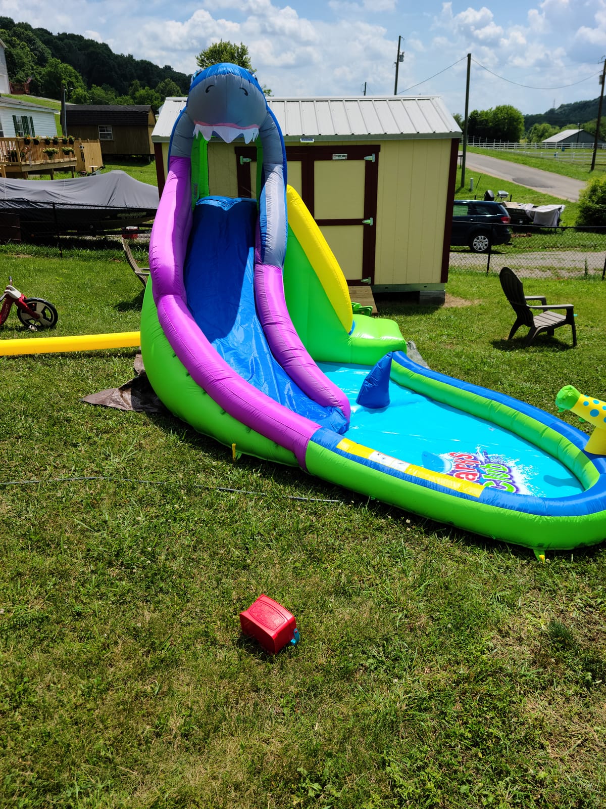 ACTION AIR Inflatable Water Slide, Shark Bounce House with Slide for Wet and Dry, Playground Sets for Kids Backyard, Water Spray & Water Pool, Durable Sewn with Extra Thick Material customer photo 2