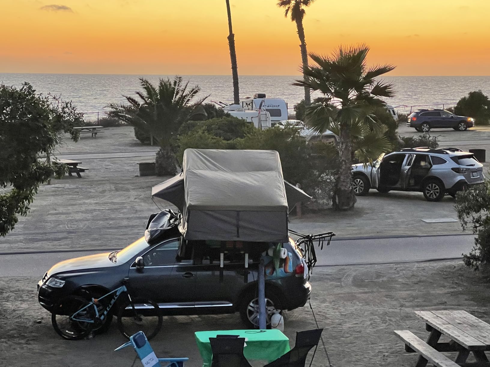 Overland Vehicle Systems HD Nomadic 3 Extended Soft Shell Roof Top Tent - Dark Gray Base with Green Rain Fly & Black 1000G PVC Travel Cover - Black Aluminum Base customer photo 1