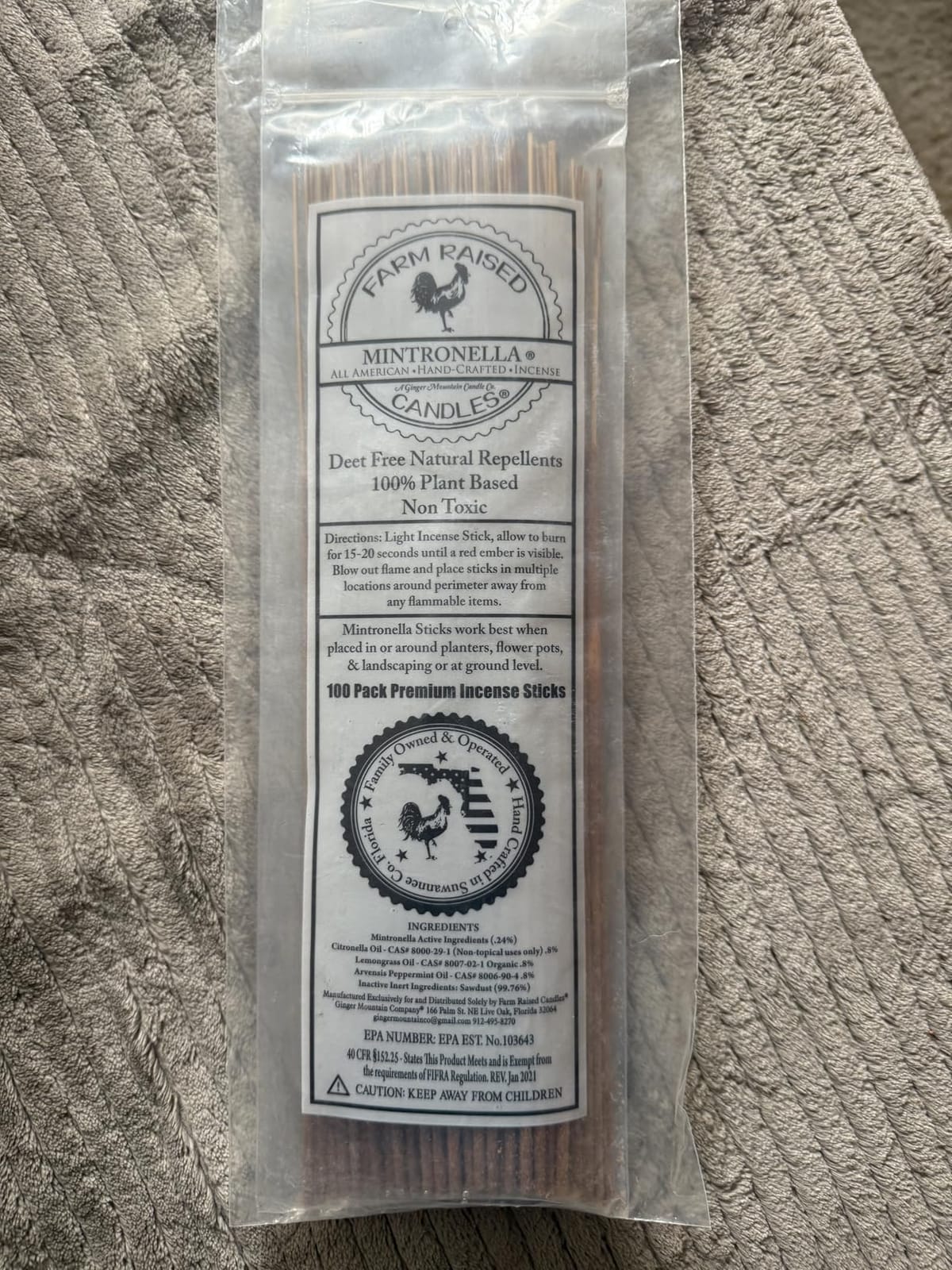 Mintronella USA Made Citronella & Peppermint Mosquito Repellent Incense Sticks – 100 Pack – Natural Bug & Insect Repellent – Outdoor Camping, Patio Decor – No‑See‑Um & Gnats, Fly customer photo 2