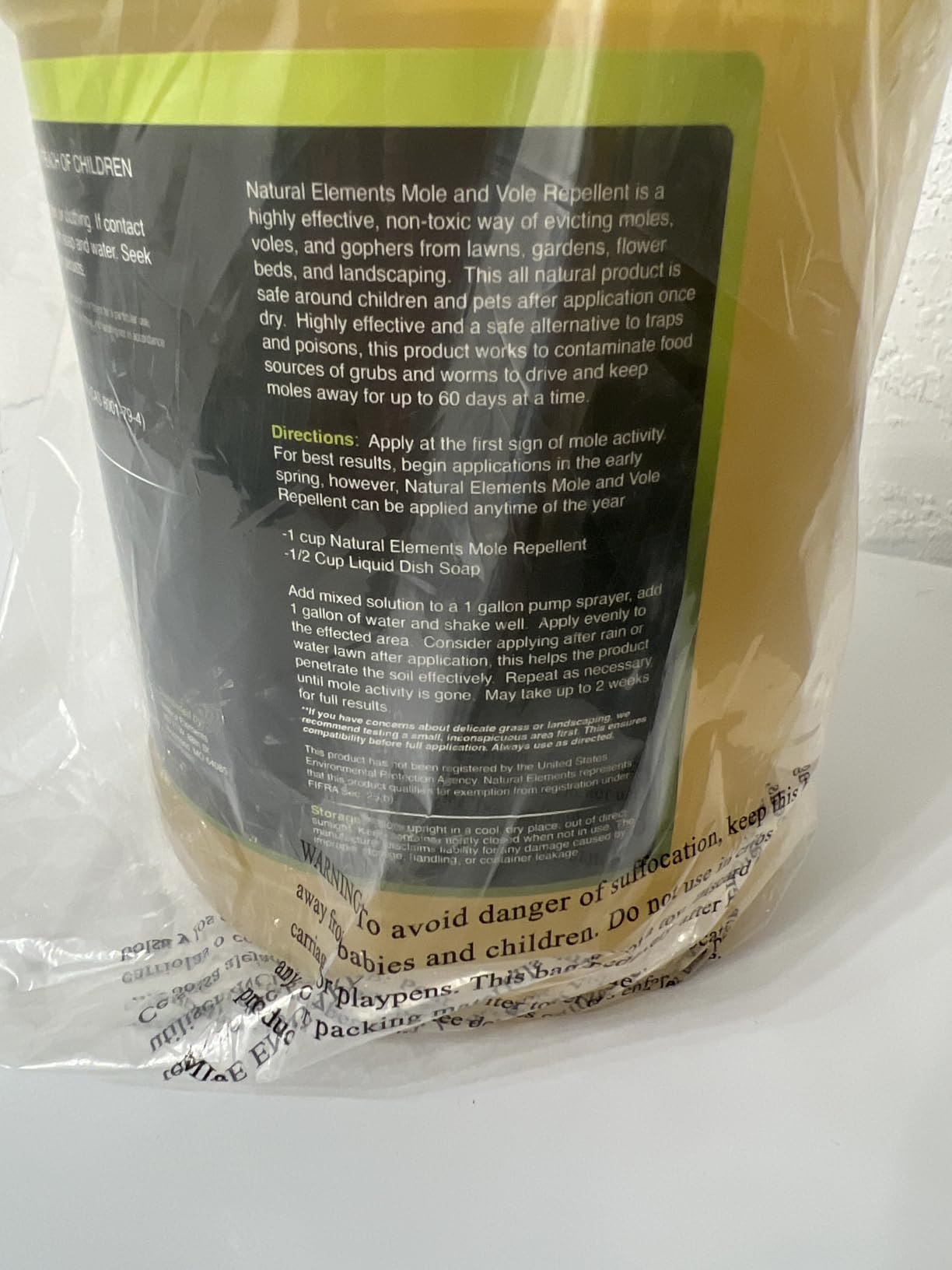 Natural Elements Mole and Vole Repellent – 100% Castor Oil Formula – Lawn and Yard Treatment – Covers Large Areas – 128 oz (1 Gallon) customer photo 2