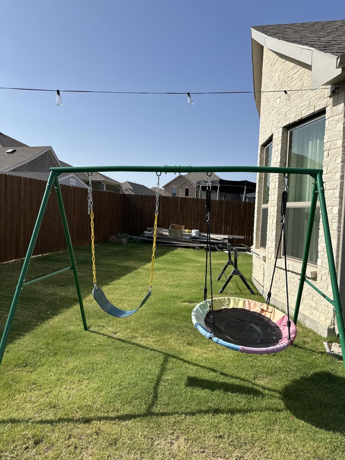 Trekassy 440lbs Swing Sets for Backyard, 2 Seat Saucer & Belt Swing - Green customer photo 2
