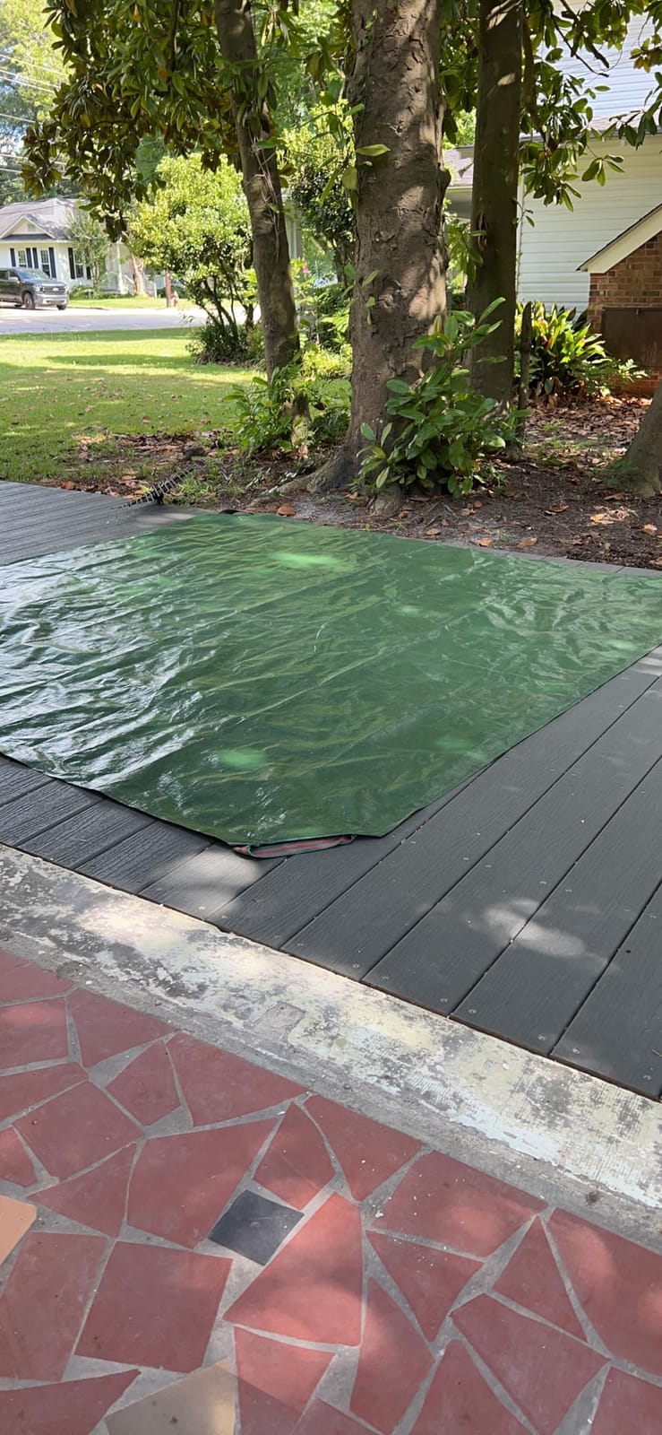 7x7 Ft Yard Garden Leaf Tarp W/ 4 Handles Waterproof Tarp for Sandbox Cover,Outdoor Tarpaulin,Lawn Debris,Landscape Pruning,Leaf Hauler,Tent Footprint,Camping Tent Mat,Patio Table,Yard Fire Pit Cover customer photo 2