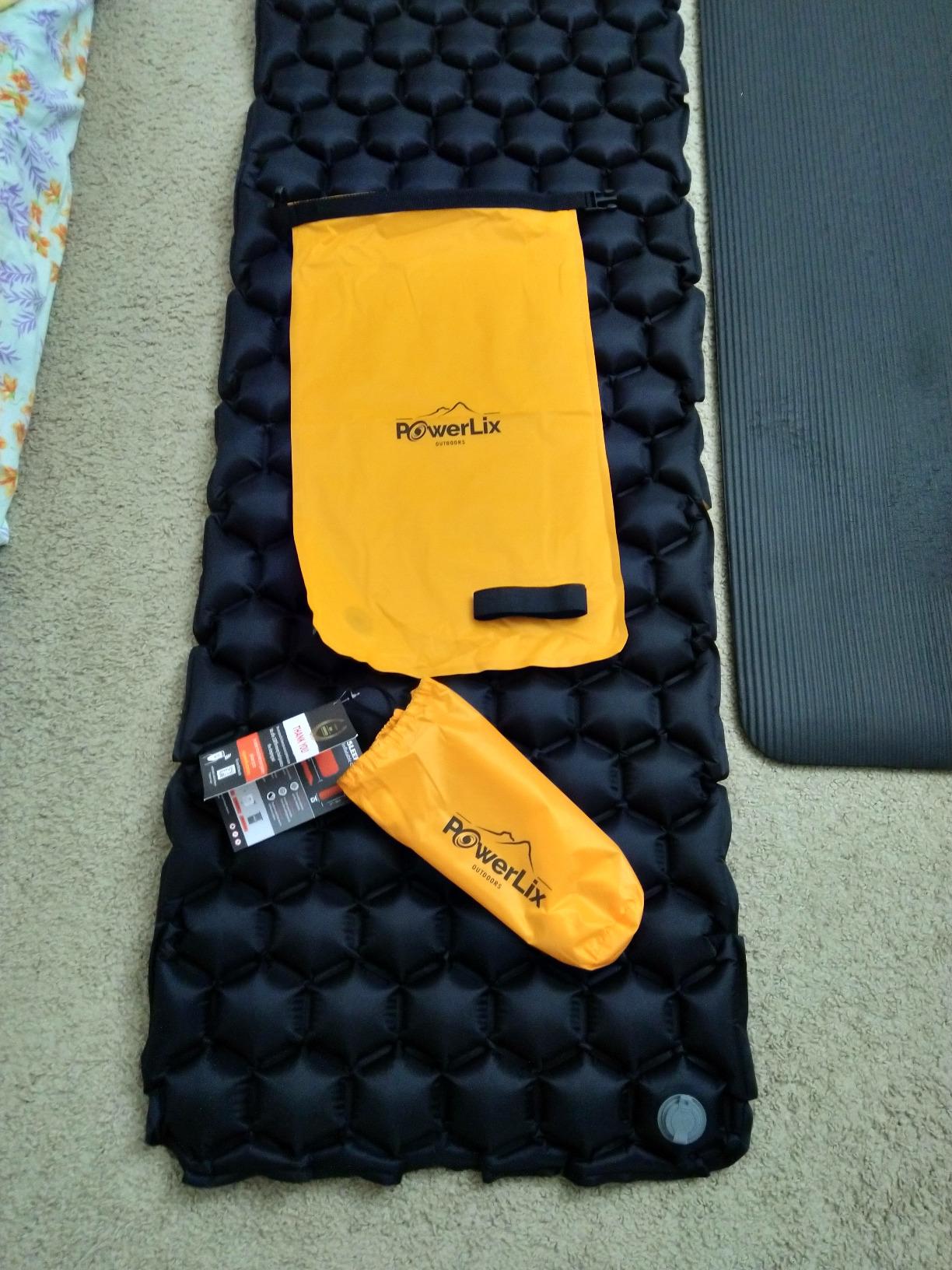 POWERLIX Sleeping Pad – Ultralight Inflatable Sleeping Mat, Ultimate for Camping, Backpacking, Hiking – Airpad, Inflating Bag, Carry Bag, Repair Kit – Compact & Lightweight Air Mattress (Black) customer photo 1