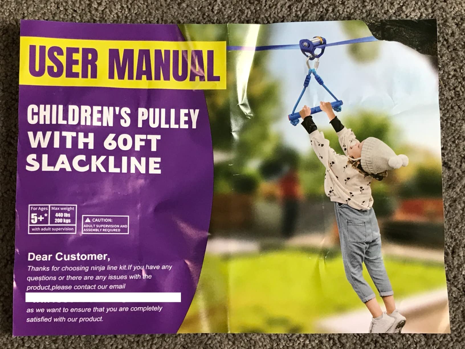 Zip ine Kit for Kids,Stainless steellackline Pulley Slider with Swing seat Zip line,Kids Zipline kit for Backyard with 60ft Ninja Slackline customer photo 1