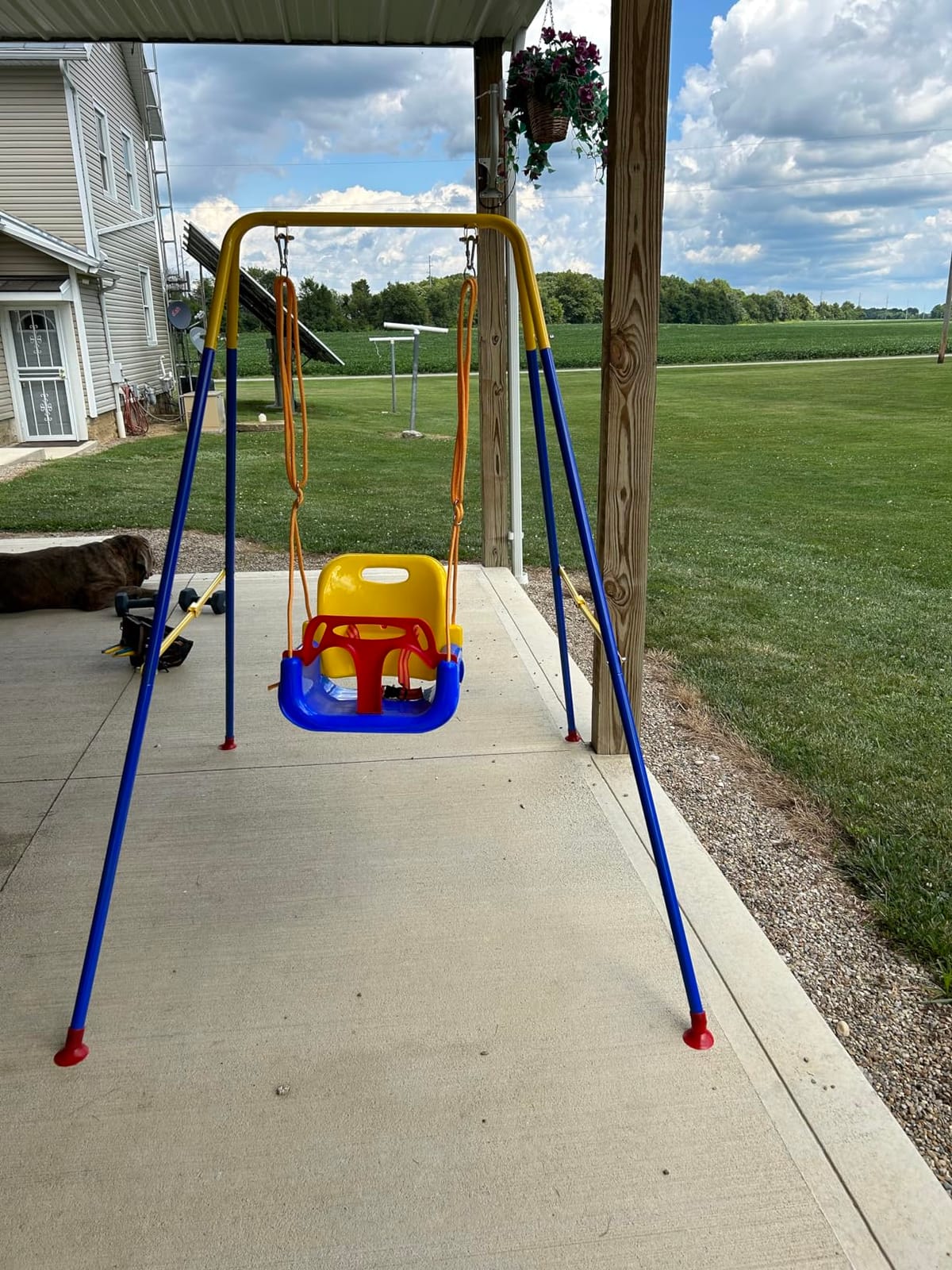 FUNLIO Toddler Swing with Foldable Metal Stand for Toddlers Aged 1~10 Years, 3-in-1 Baby Swing Set with 4 Sandbags for Backyard/Indoor/Outdoor Play, Easy to Assemble & Store customer photo 2