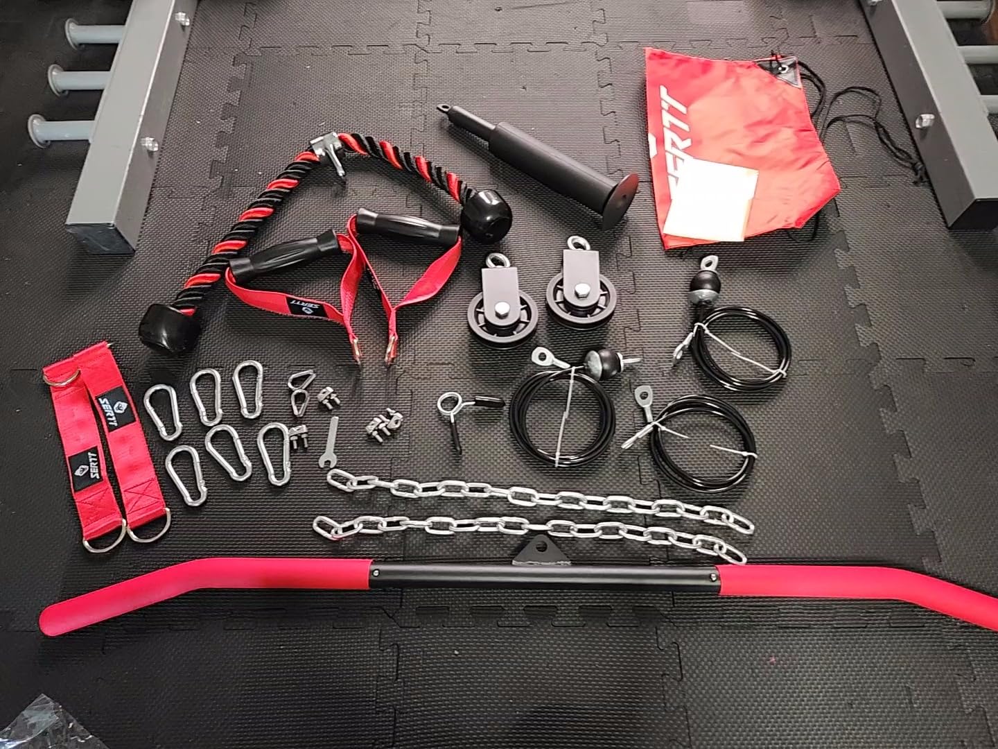 SERTT Home Gym Pulley System - Tricep Workout, Lat Pulldown, Biceps Curl, Triceps, Shoulders, Back, Forearm, Weight Cable for Squat Rack, Garage customer photo 2