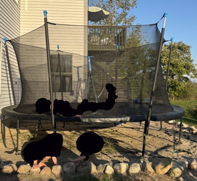 14FT Trampoline Enclosure Net with Universal Trampoline Replacement Enclosure Poles and Hardware (Only fit for 14FT Trampoline with 6 Poles) customer photo 1
