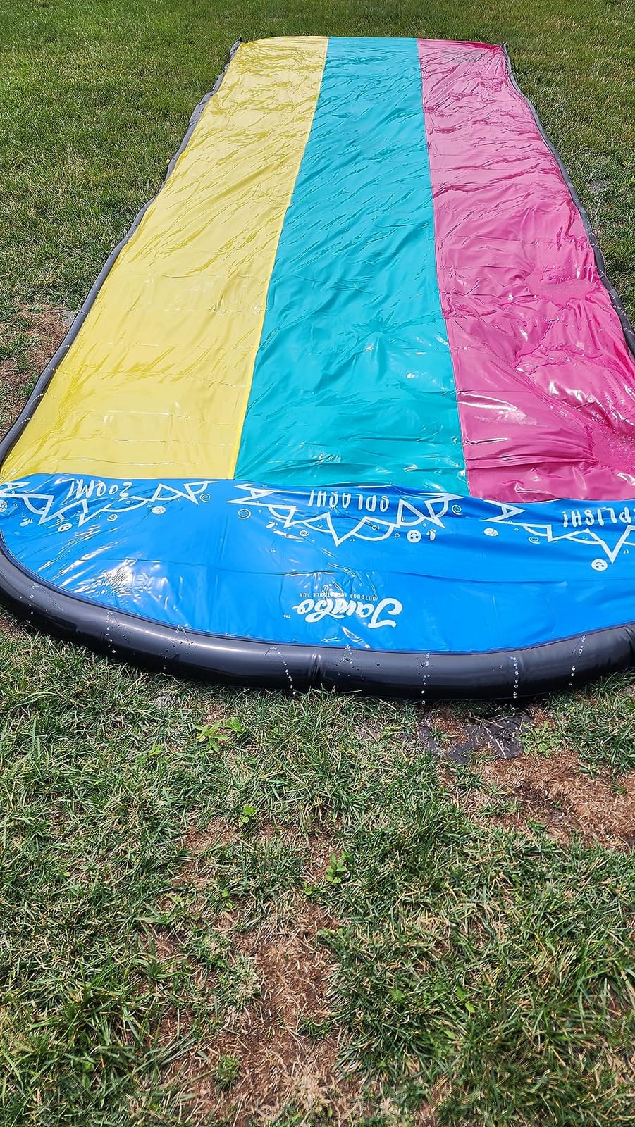 JAMBO XL 20Ft Summer Vibes Premium Slip and Slide with 3 Bodyboards, Heavy Duty Water Slide- Advanced 3-Way Water Sprinkler System, Backyard Waterslide Outdoor Water Toys n Slides for Kids customer photo 1