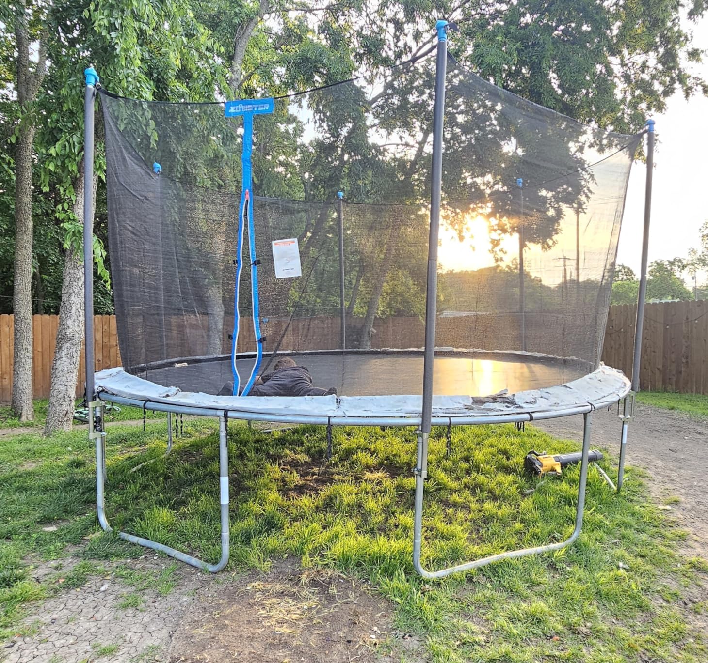 15FT Trampoline Enclosure Net with Universal Trampoline Replacement Enclosure Poles and Hardware (Fit for 15FT Trampoline with 6 Poles) customer photo 2