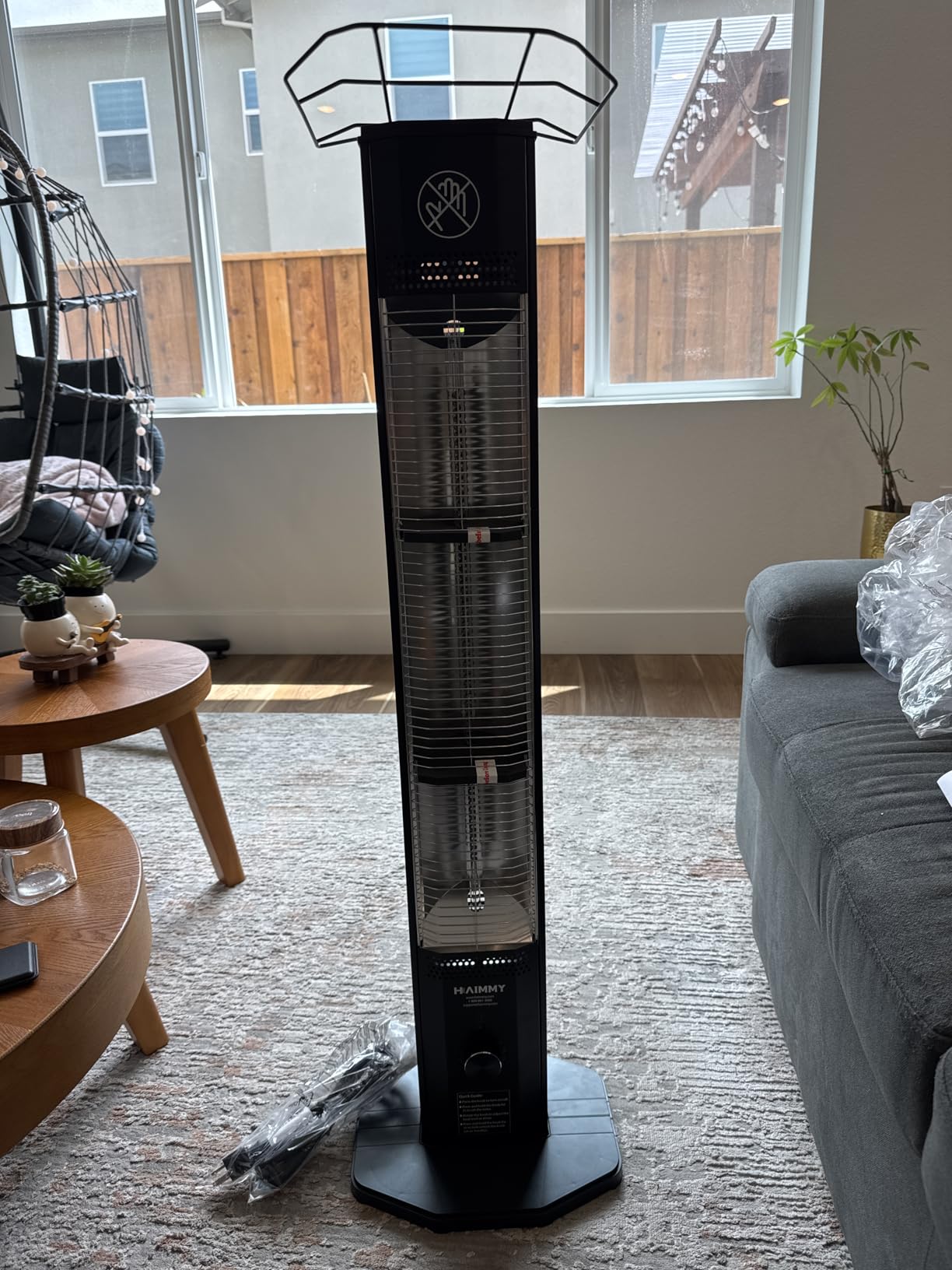 Outdoor Electric Patio Heater, 34-inch 1500W Infrared Tower Heater with Instant Heating, Tip-Over & Overheat Protection, IPX5 Waterproof Space Heater for Patio Garage Workshop Indoor & Outdoor Use customer photo 1