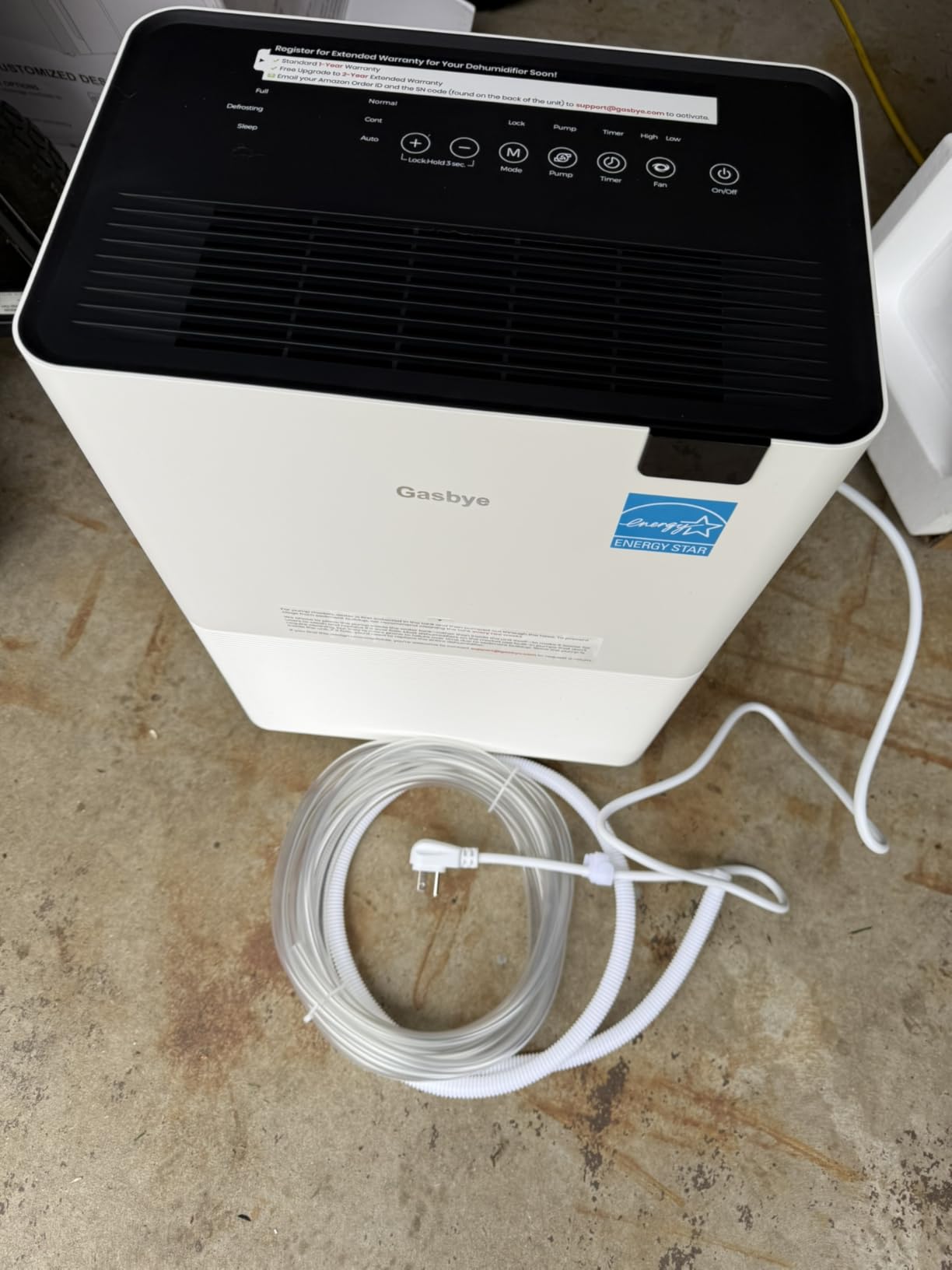 Gasbye Energy Star 2026 Dehumidifier with [𝗥𝗲𝗽𝗹𝗮𝗰𝗲𝗮𝗯𝗹𝗲 Pump] for Basement – [44dB Quiet, Easy to Clean & Clog-Free], Max 75 Pints/Day, 16.5ft Drain Hose, Auto Shut-Off, Auto Restart, White customer photo 1