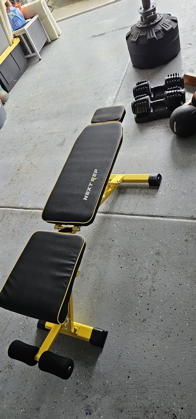 Adjustable Weight Bench,1000 LB Fast Folding Workout Bench for Home Gym Strength Training, Incline Decline Flat Utility Bench Press for Full Body Workout, Upright Storage Yellow Exercise Bench customer photo 2
