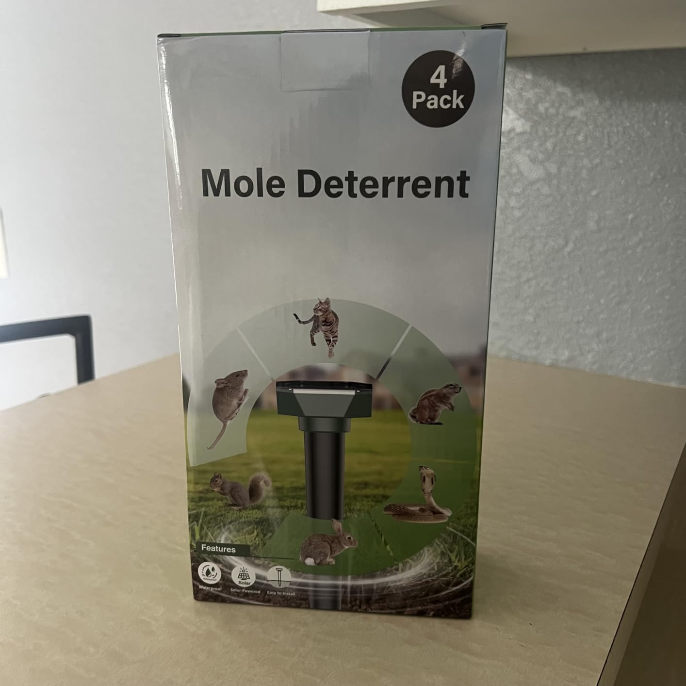 Snake & Mole & Rabbit & Skunk Repellent Solar Powered, Upgraded Ultrasonic Deterrent, IP65 Waterproof, Gopher Groundhog Chipmunk Raccoon and Vole Repellent & Deterrent for Lawn & Garden, 4 Pack customer photo 2